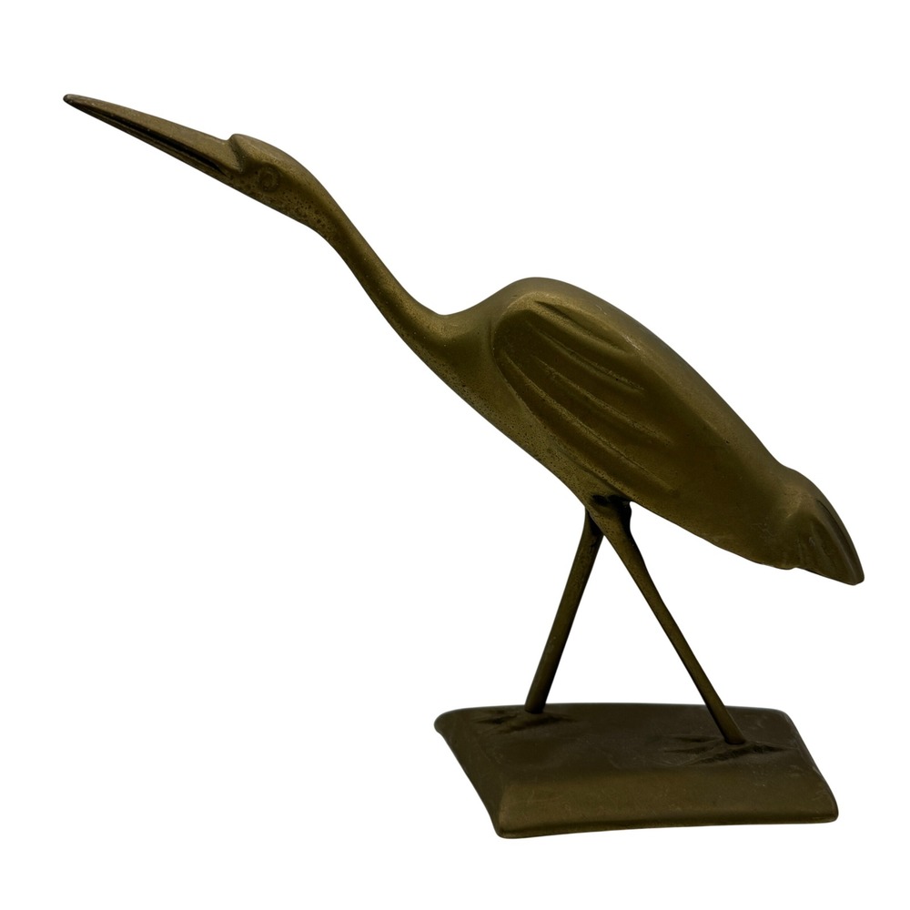 Vintage Crowning Touch Collection Brass Heron Crane Figurine Bird Statue 8 Inch
